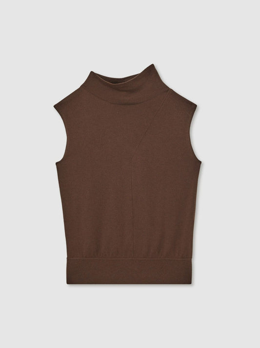 Wool Slouched Sleeveless Top Chocolate | Women