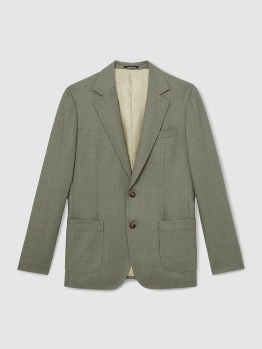 Wool-Blend Single-Breasted Blazer Slim-Fit Sage Green | Men