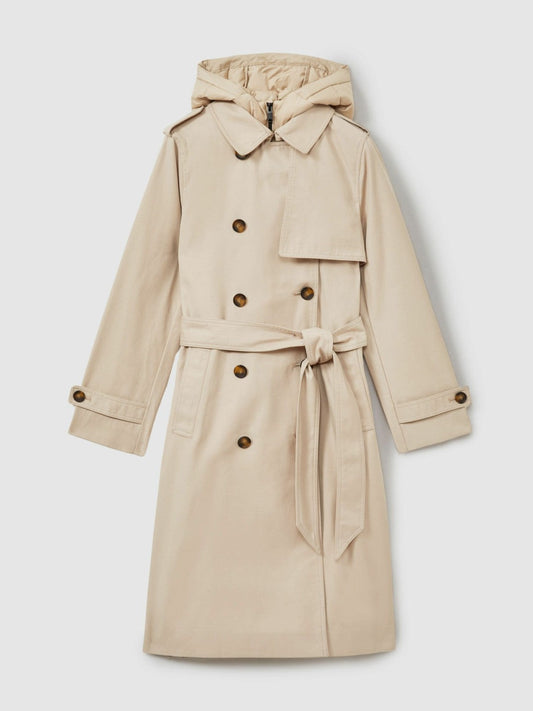 Petite Hooded Insert Trench Coat Stone | Women