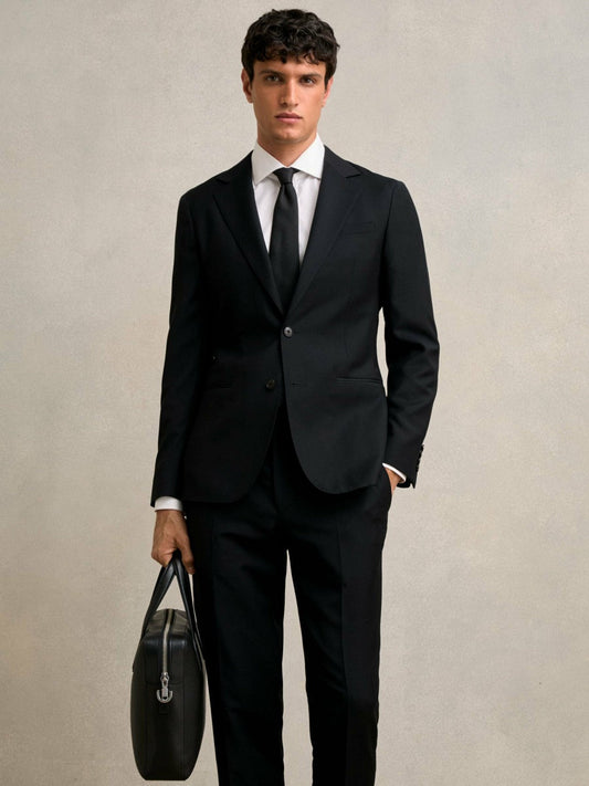 Micro-Grain Leather Briefcase Black | Men