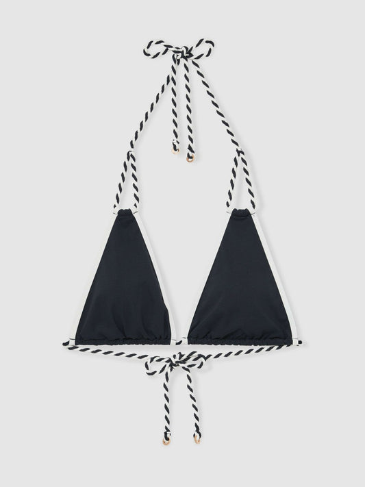 Triangle Twist-Strap Bikini Top Navy/White | Women