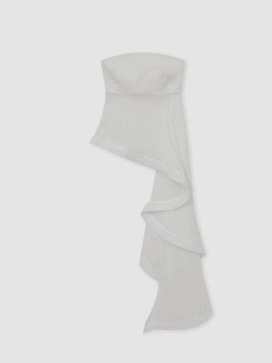 Silk Asymmetric-Ruffle Bandeau Top Ivory | Women