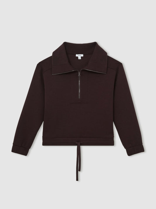 Interlock Half Zip Drawstring Hem Sweatshirt Plum | Women