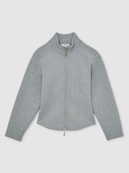 Funnel-Neck Zip-Through Sweatshirt Grey | Women