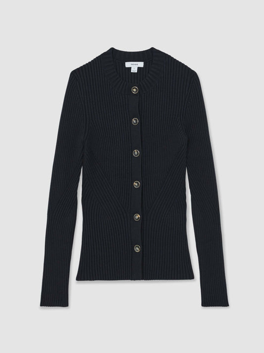 Button Front Knit Cardigan Navy | Women