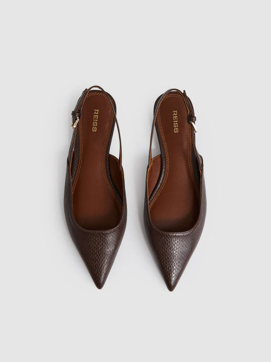 Leather Slingback Ballerina Pumps Chocolate | Women