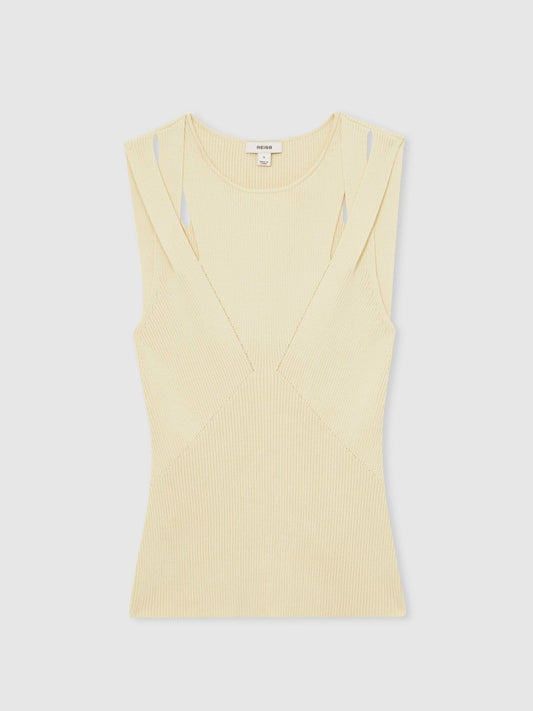 Cut-Out Rib-Knit Vest Cream | Women