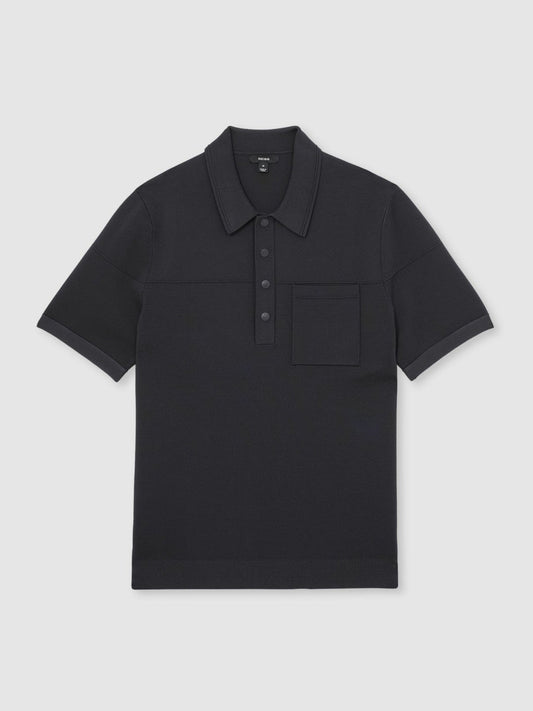 Press-Stud Seam-Detail Polo Shirt Navy | Men