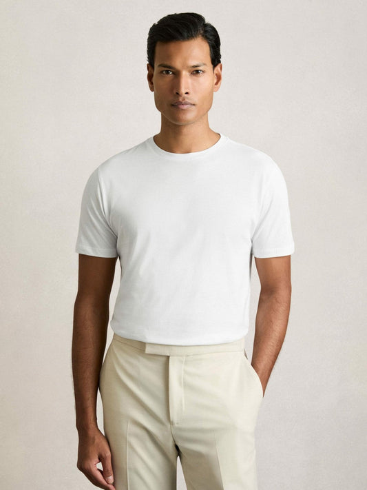 Cotton Crew-Neck T-shirts 3 Pack White/Navy/Airforce Blue | Men