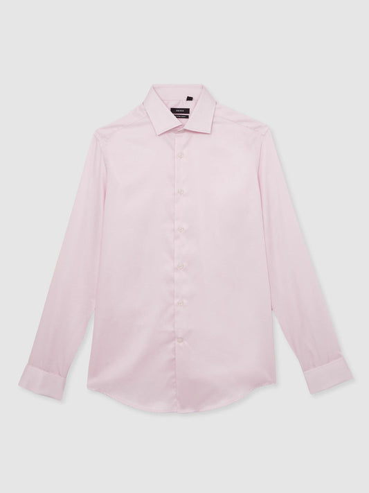 Slim Fit Slim-Fit Cotton-Sateen Shirt Pink | Men