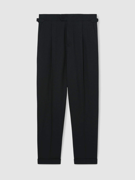 Regular Fit Herringbone Trousers With Cotton Navy | Men