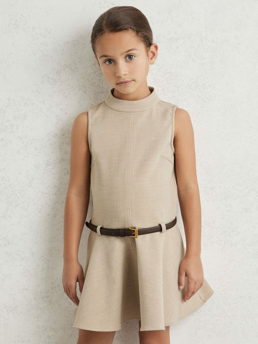 13-14 yrs Drop Waist Belted Sleeveless Dress Neutral | Children & Baby