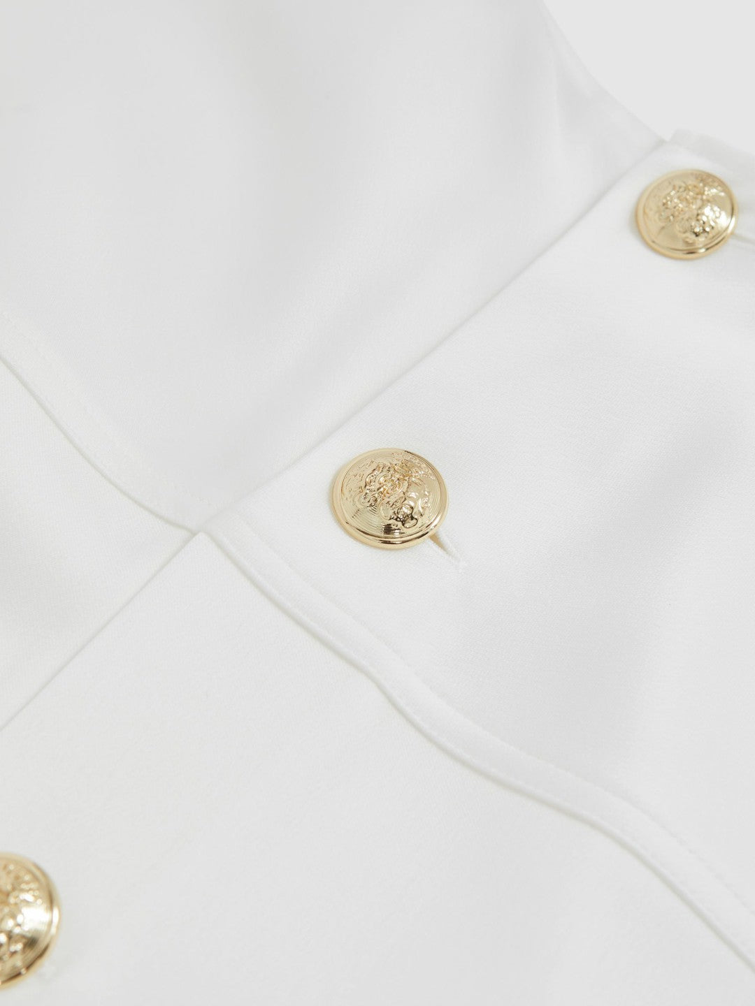 Satin Button-Back Long-Sleeve Top Ivory | Women