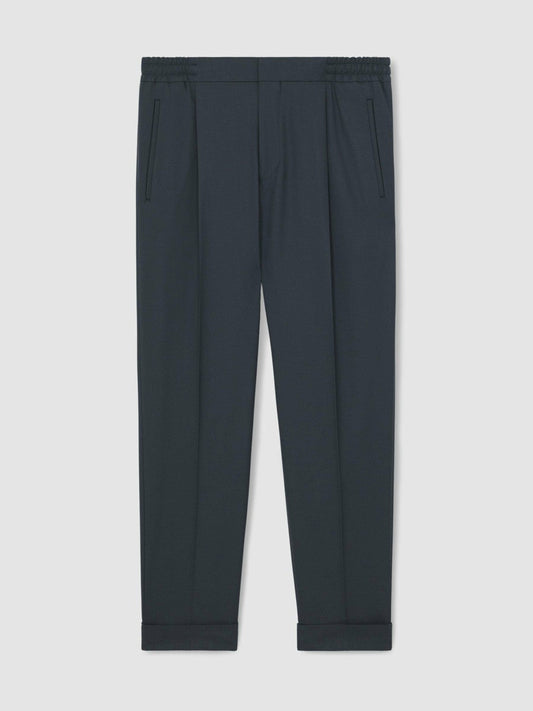 Relaxed-Fit Pleated Tapered Trousers Steel Blue | Men