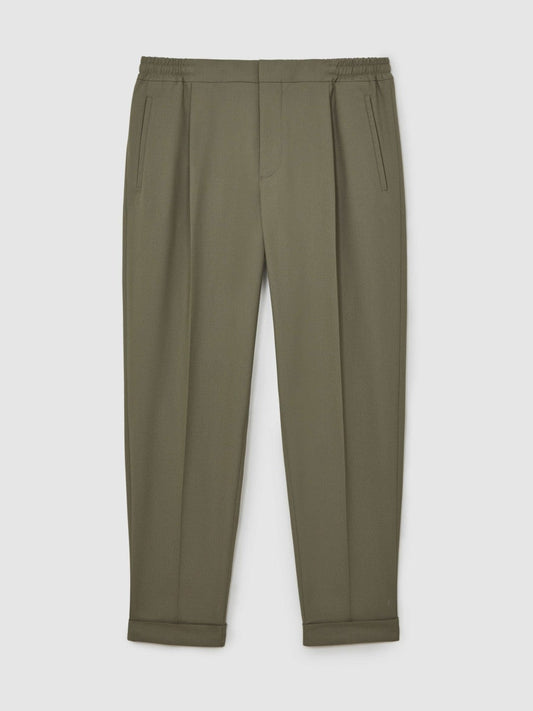 Relaxed-Fit Pleated Tapered Trousers Sage | Men