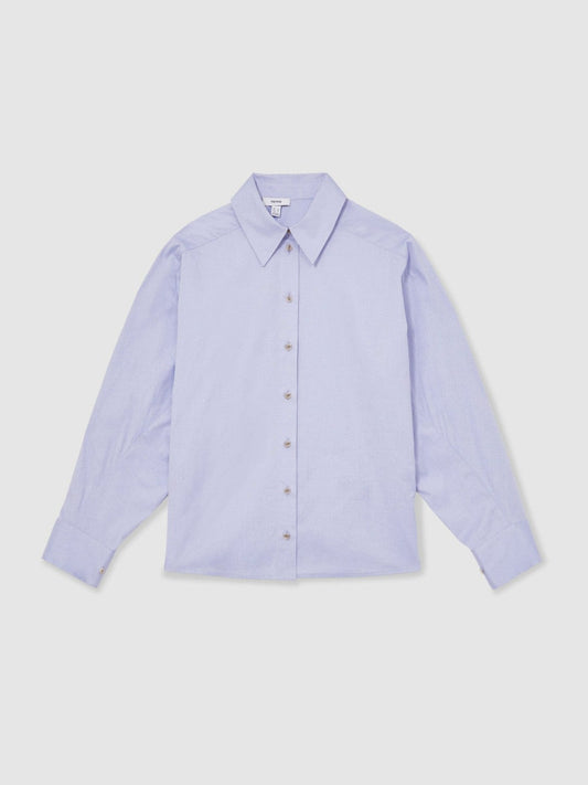 Cotton Button Through Oxford Shirt Blue | Women