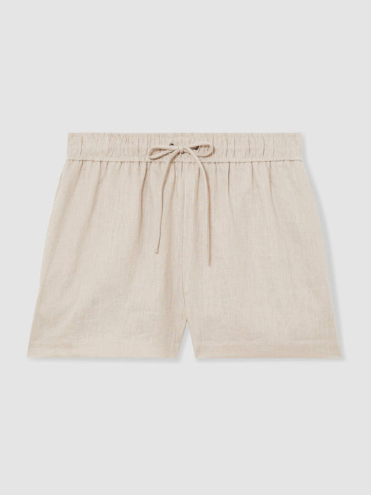 Linen-Blend Drawstring Shorts Neutral | Women