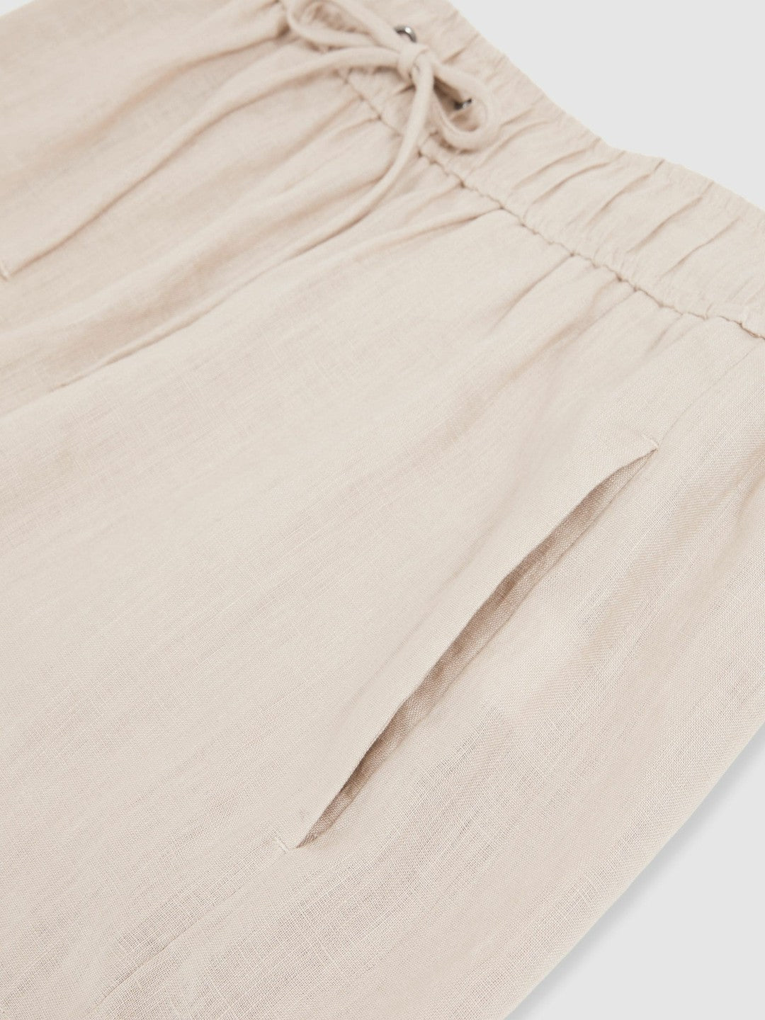 Linen-Blend Drawstring Shorts Neutral | Women