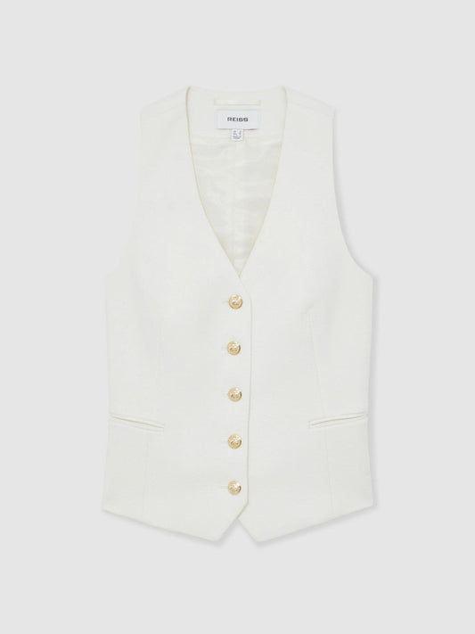 Single-Breasted Twill Waistcoat With Wool White | Women