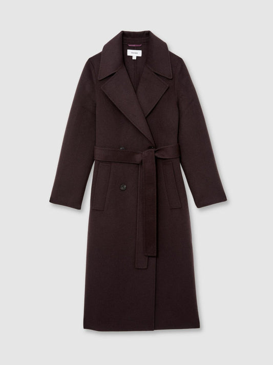Double-Breasted Blindseam Coat Wool-Blend Aubergine | Women