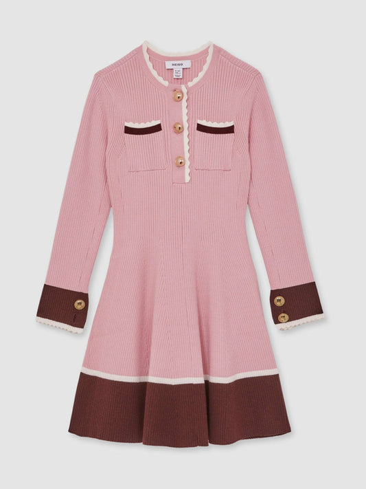 9-13 yrs Scallop-Trim Rib-Knit Dress Pink | Children & Baby