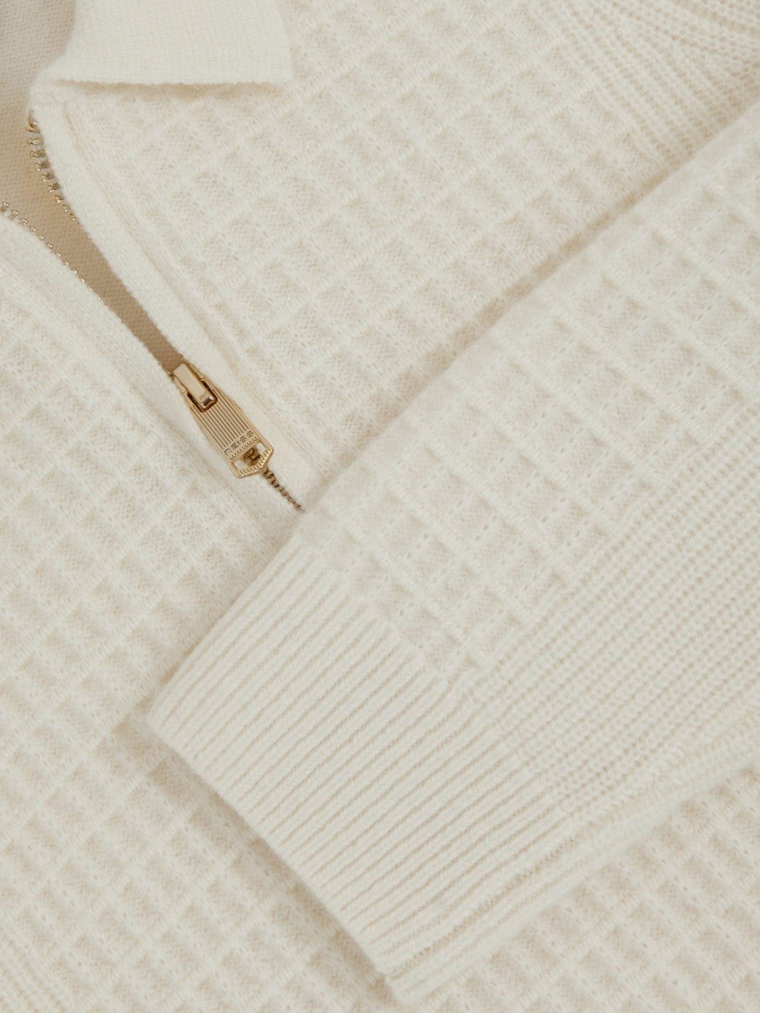 3-9 yrs Wool Waffle-Knit Half-Zip Polo Shirt Off White | Children & Baby