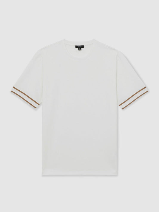 Textured Crew-Neck Tipped T-Shirt White | Men