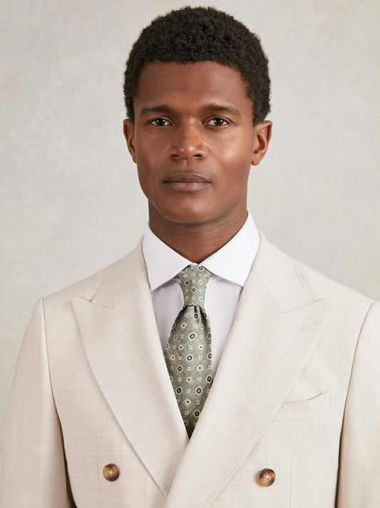 Silk Floral-Medallion Tie Soft Sage | Men