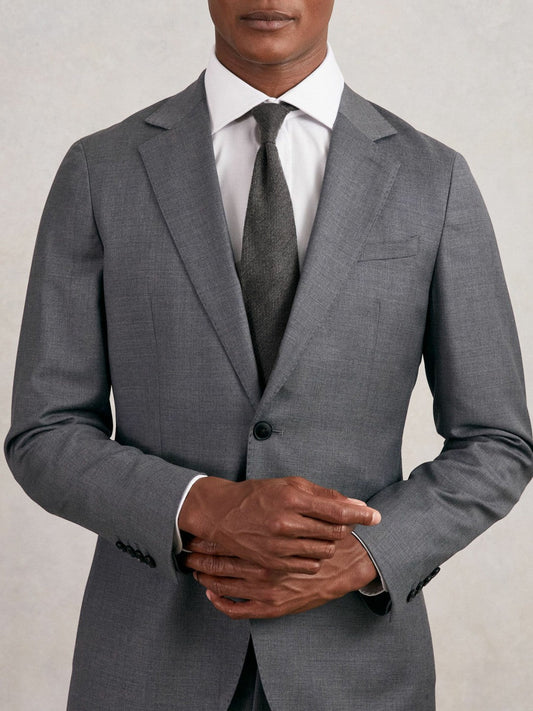 Wool-Silk Textured Tie Charcoal | Men