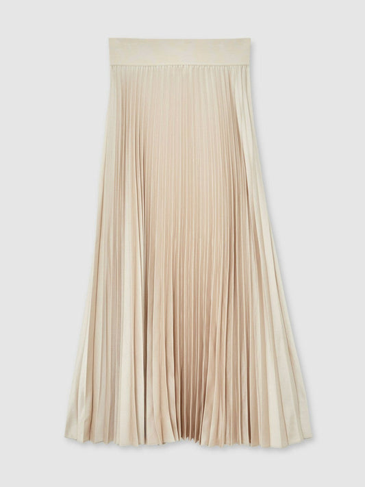 Pleated Midi Skirt Champagne Neutral | Women