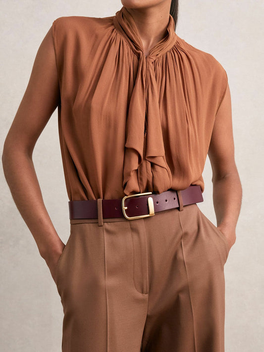 Leather Half Keeper Belt Burgundy | Women