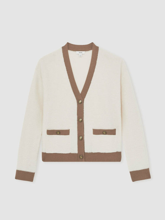 Wool Colourblock Cardigan Cream/Neutral | Women