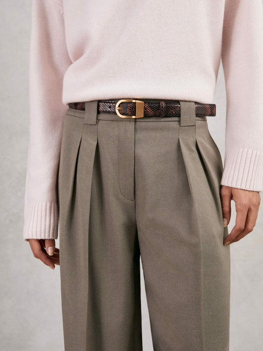 Leather Snake-Effect Belt Chocolate | Women