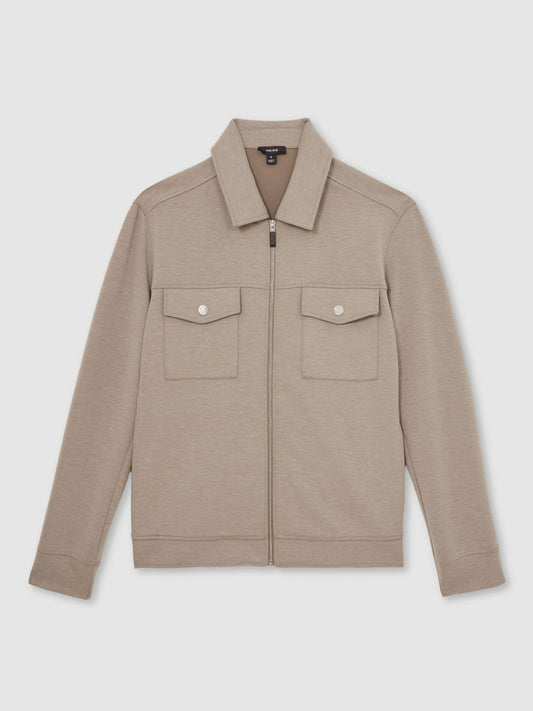 Interlock Jersey Zip-Through Jacket Taupe Brown | Men