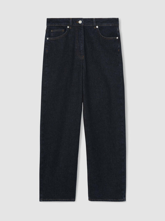 Petite Mid-Rise Straight-Leg Jeans Dark Blue | Women