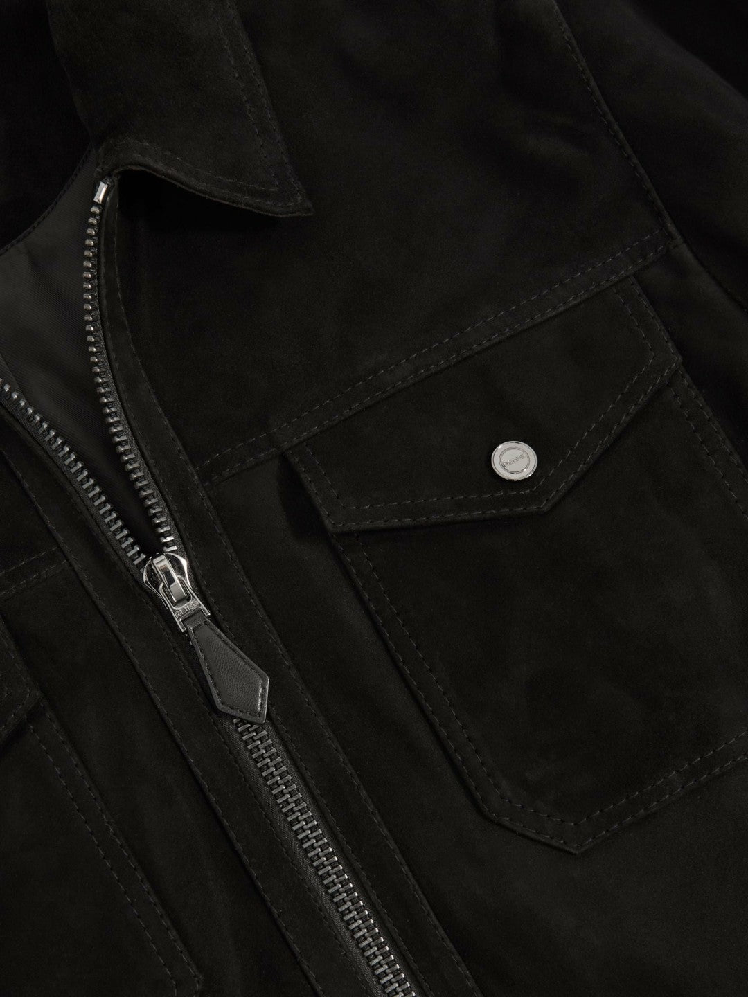 Suede Zip Through Jacket Black | Men