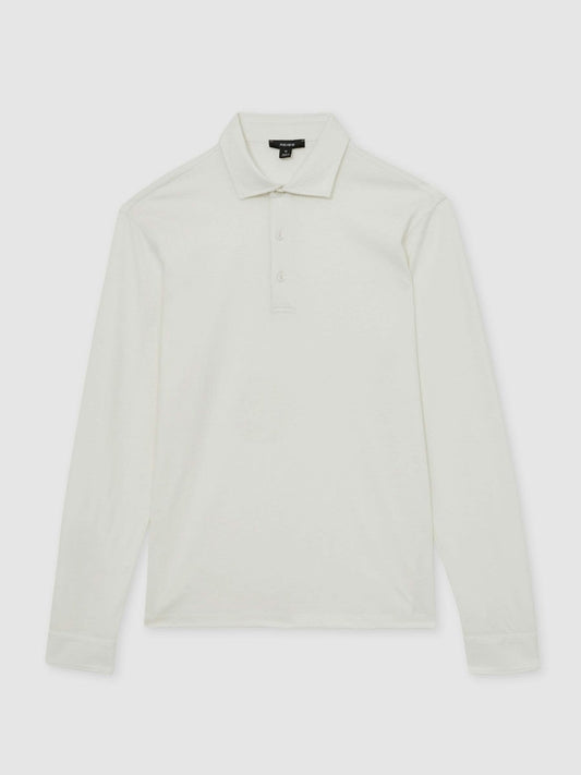 Cotton-Jersey Long Sleeve Polo Shirt White | Men