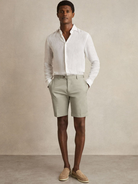 Cotton Chino Shorts With Stretch Soft Sage | Men