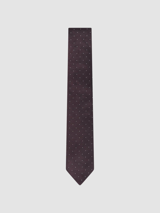 Polka Dot Silk Tie Burgundy | Men