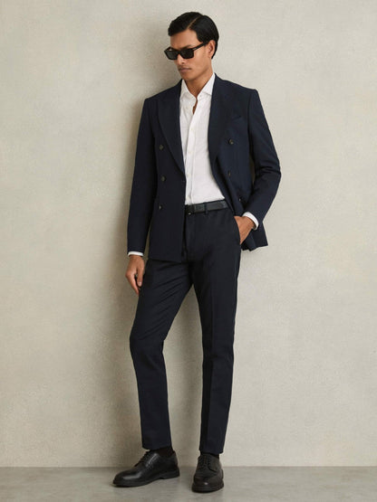 Slim Fit Cotton Blend Chinos Navy | Men