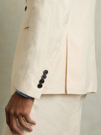 Slim-Fit Single Breasted Linen Blazer Stone | Men