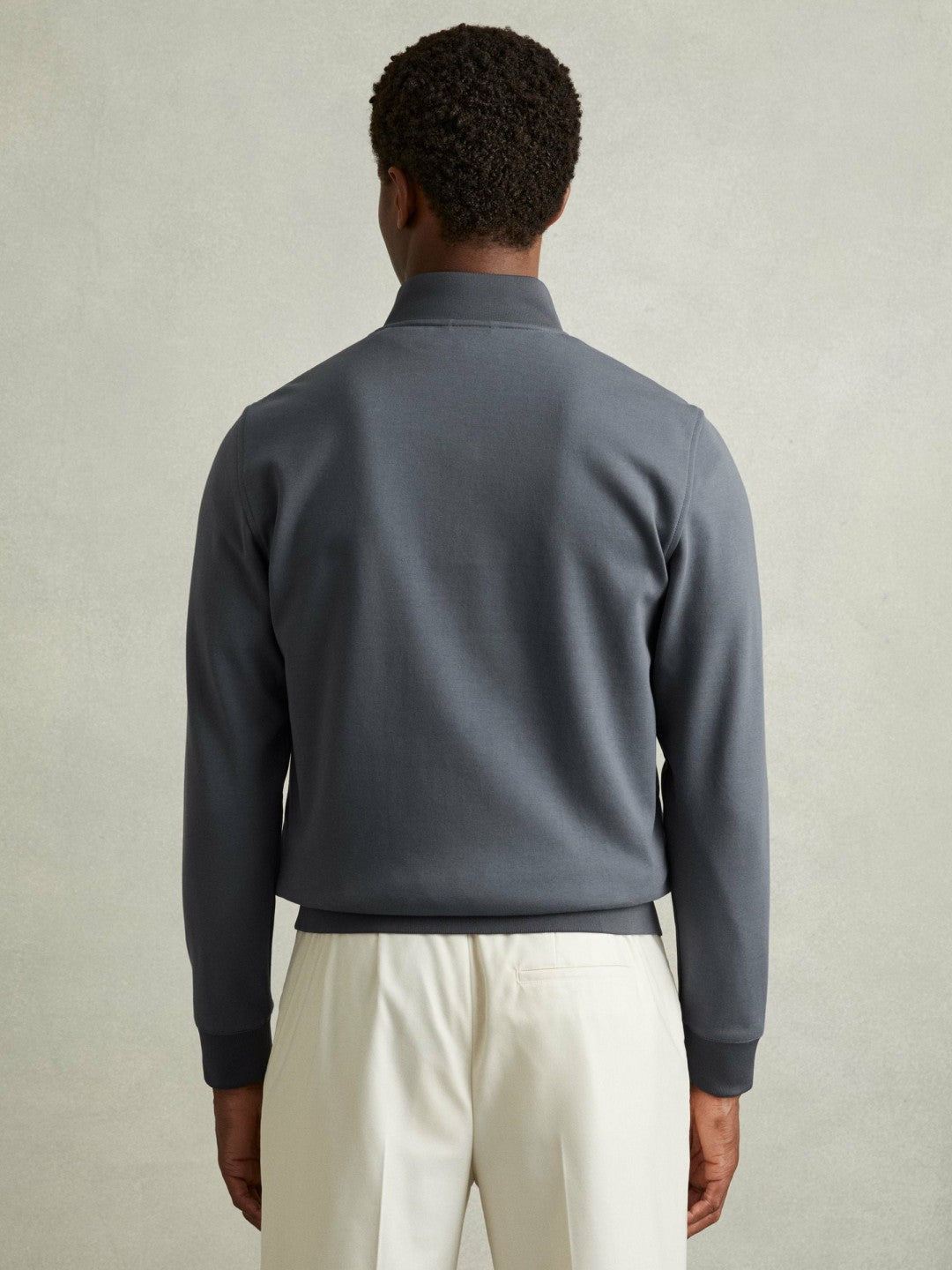Hybrid Quilt and Knit Zip-Through Jacket Airforce Blue | Men