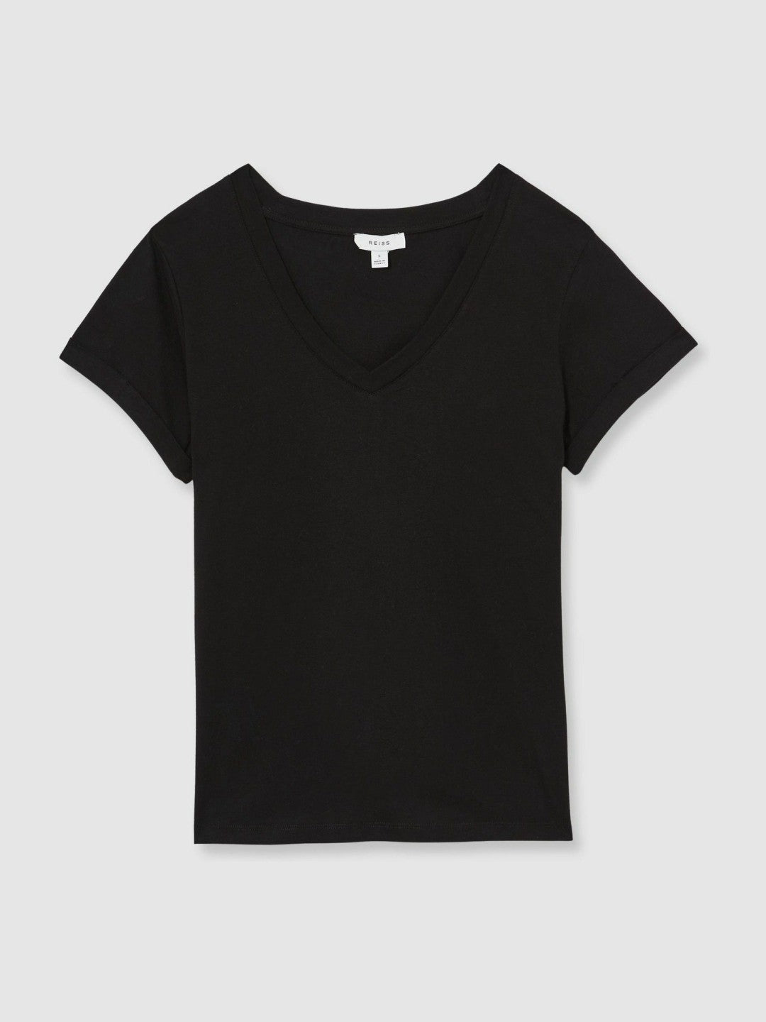 Cotton-Jersey V-Neck T-Shirt Black | Women