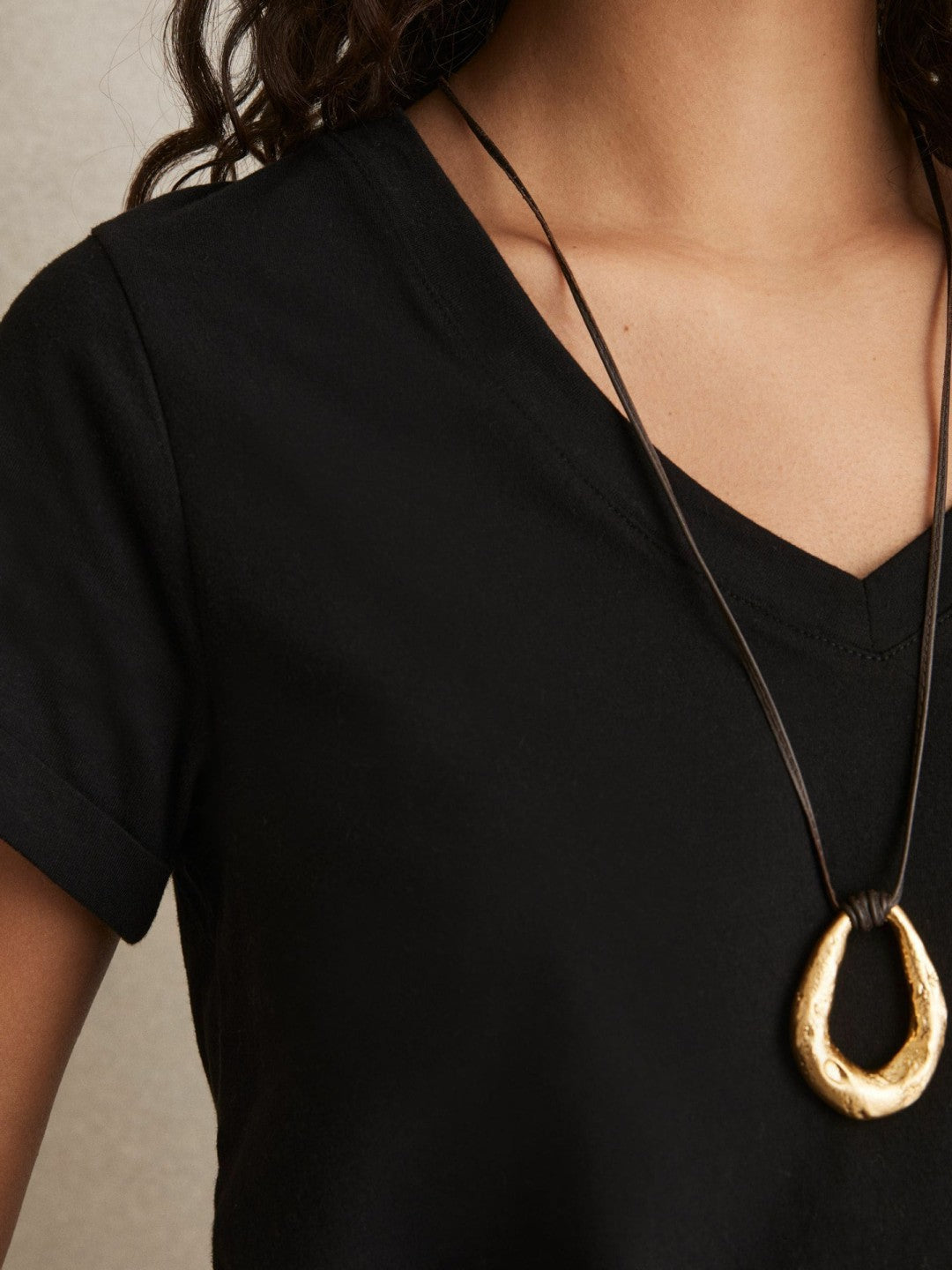 Cotton-Jersey V-Neck T-Shirt Black | Women