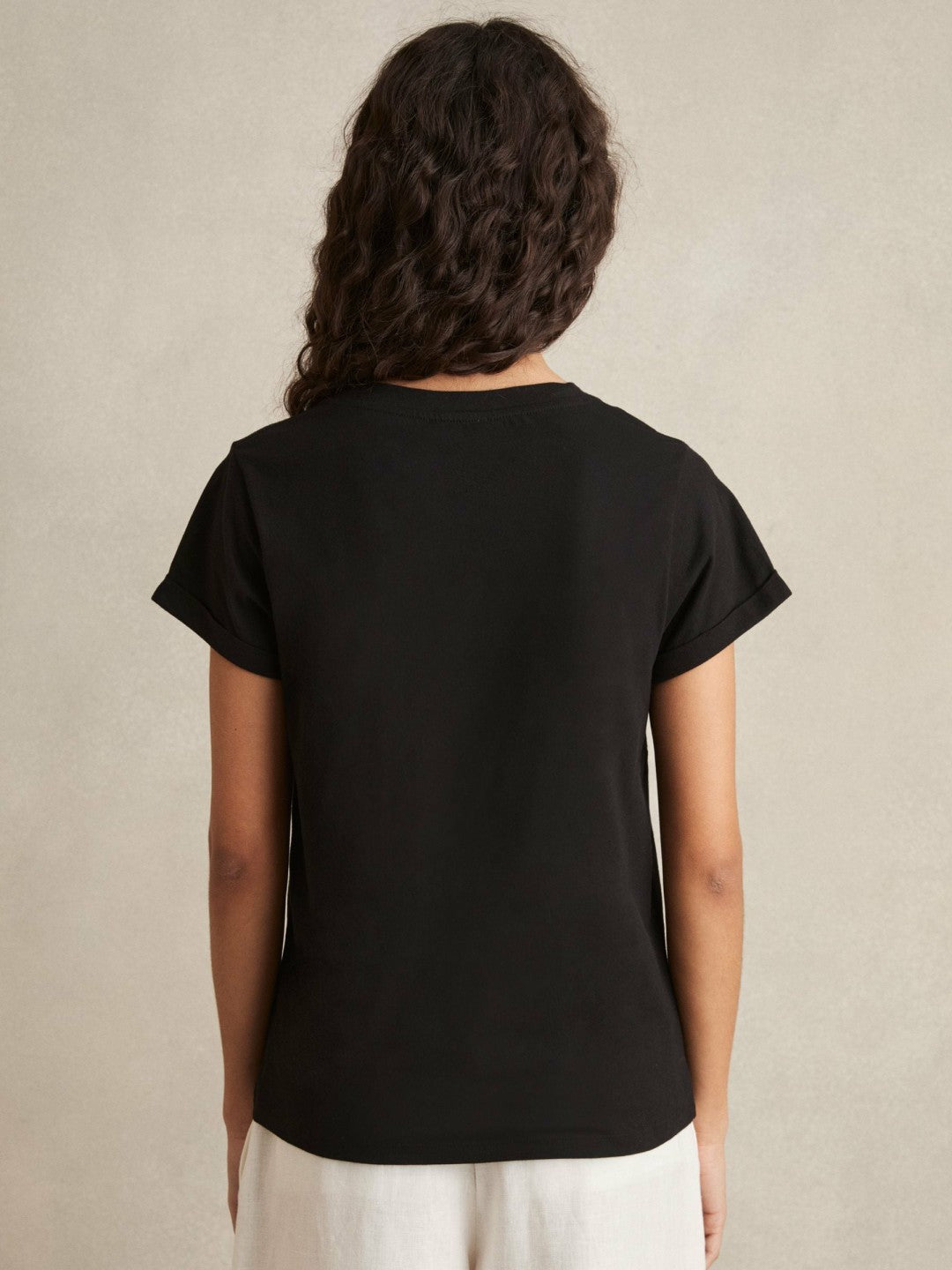 Cotton-Jersey V-Neck T-Shirt Black | Women