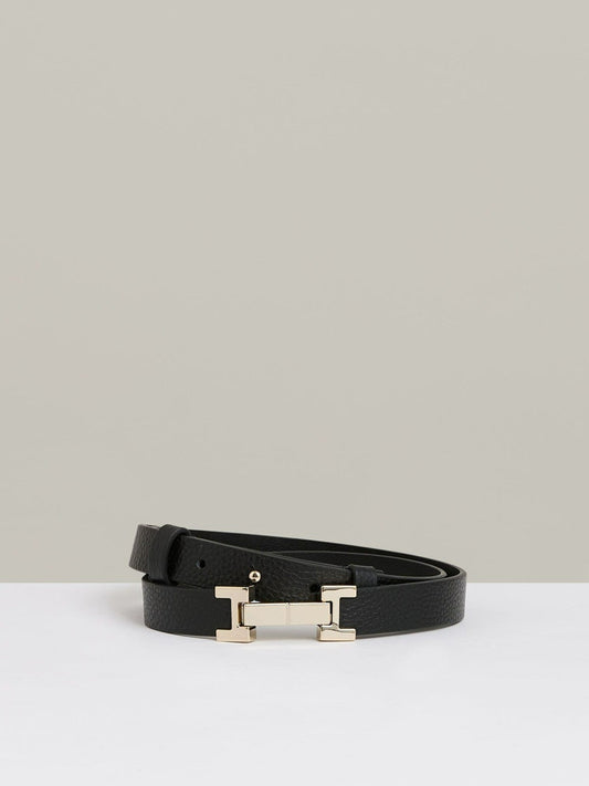 Leather Square Hinge Belt Black | Women