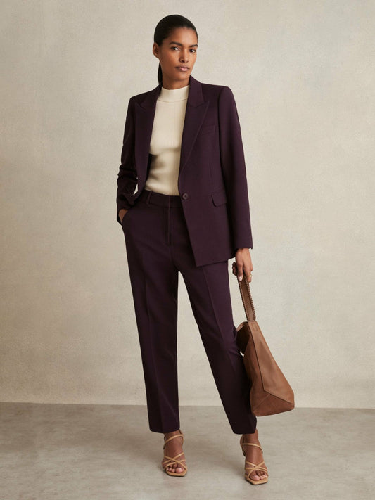 Tailored Single Breasted Suit Blazer Berry | Women