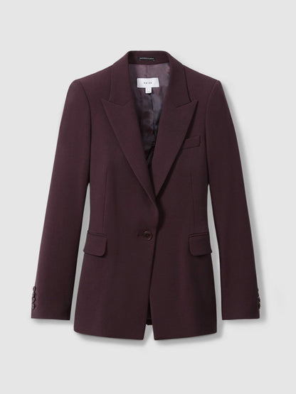 Tailored Single Breasted Suit Blazer Berry | Women