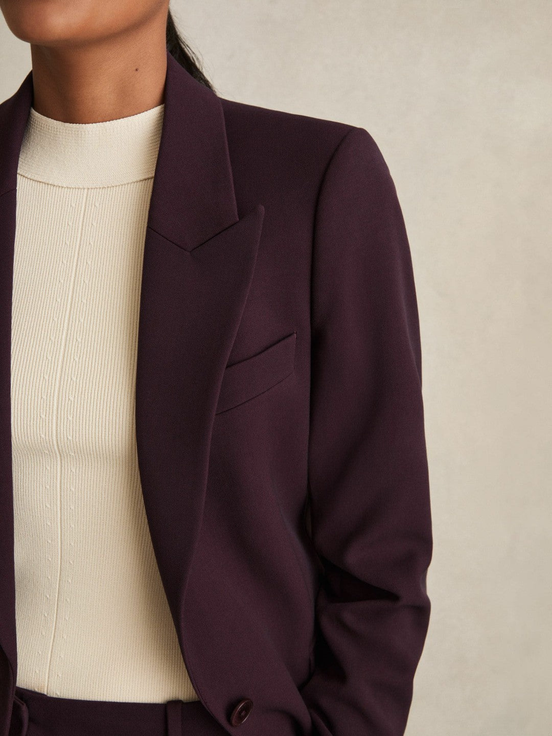 Tailored Single Breasted Suit Blazer Berry | Women