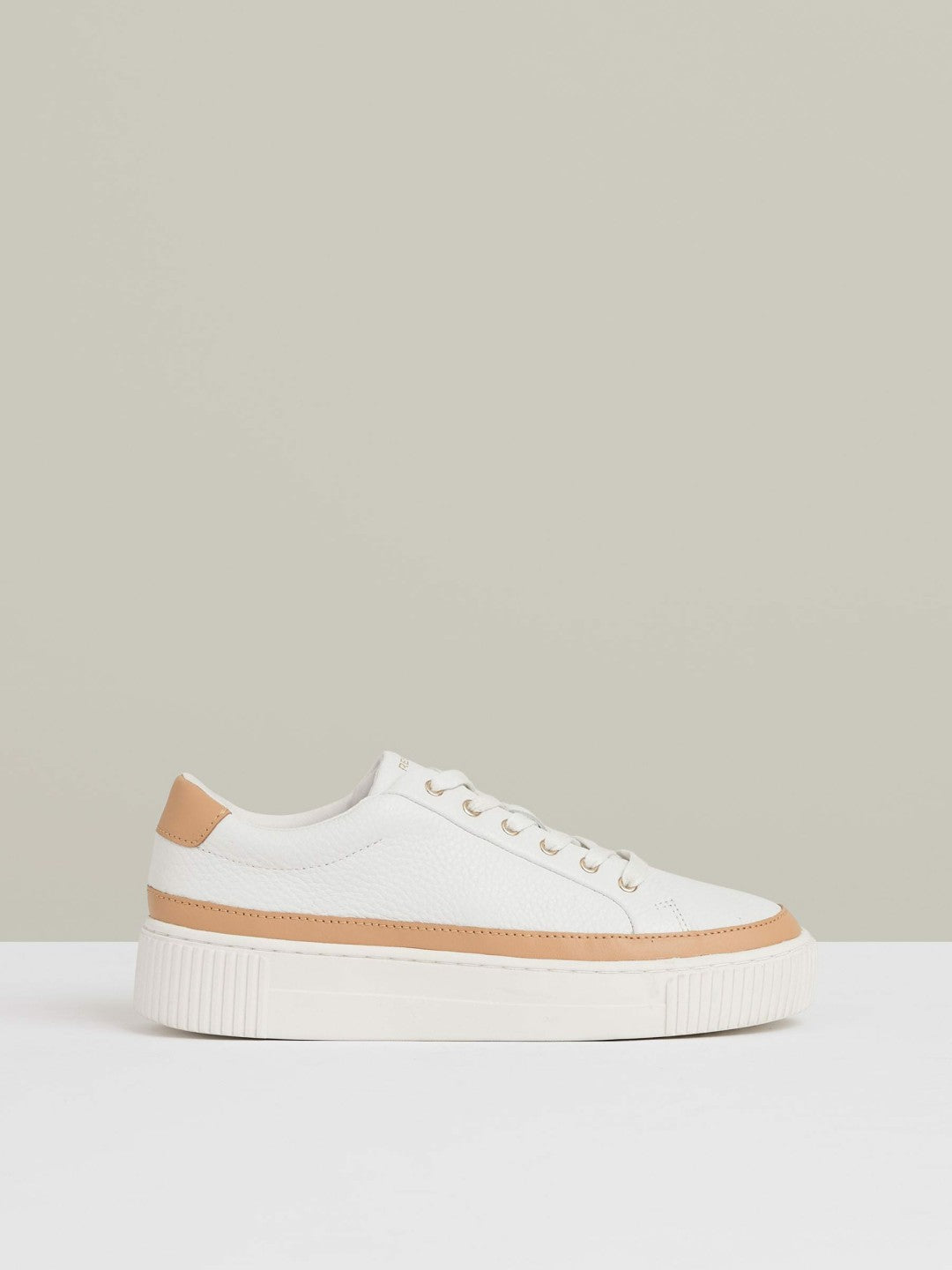 Grained Leather Platform Trainers Camel/White | Women